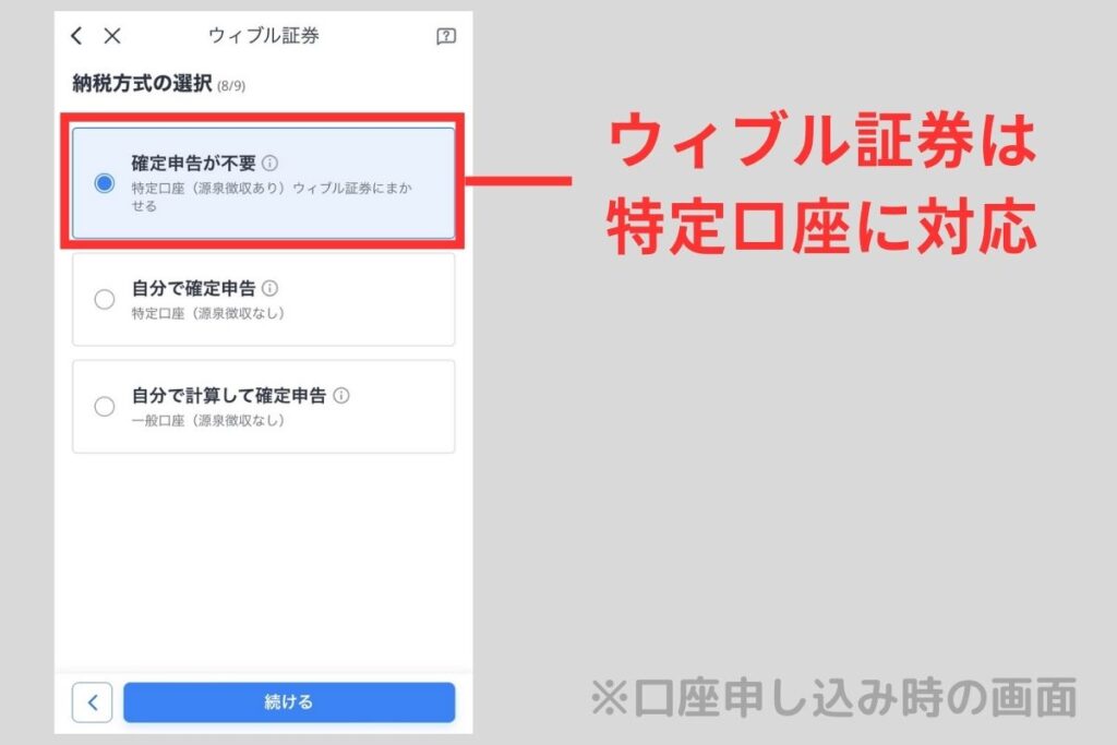 ウィブル証券は特定口座に対応している