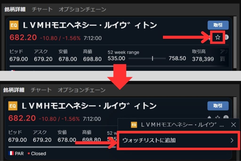 ウォッチリストに登録