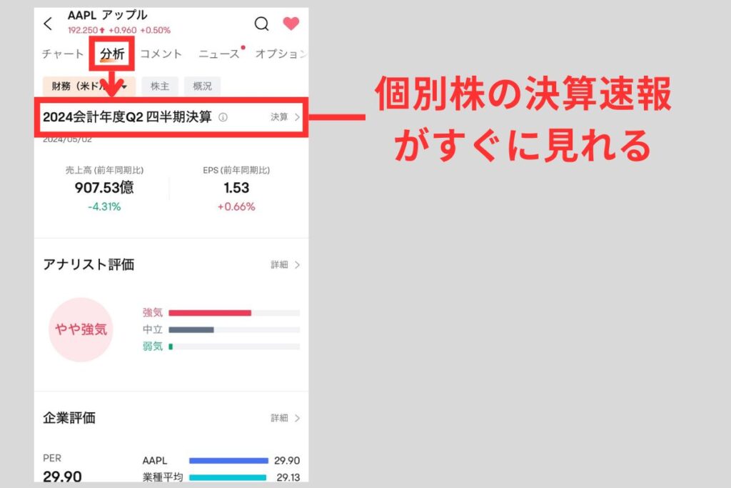 決算速報も見れます